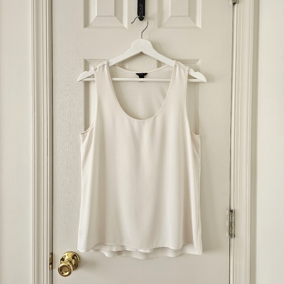 Ann Taylor Winter White Mixed Media Jersey Tank Scoop Neck Layering Shell MP - Picture 10 of 16